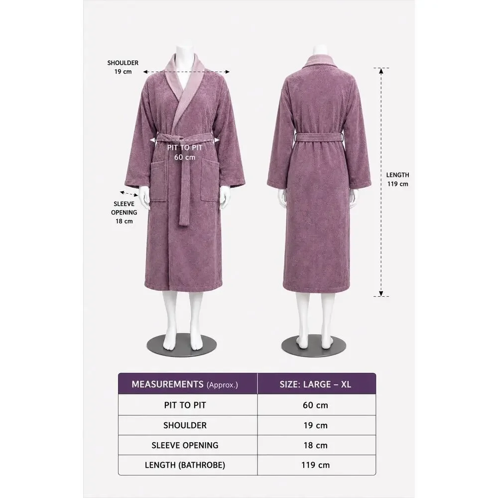 NEW Turkish 100% Cotton Bathrobe Large XL Purple Towel Robe Soft Luxury
